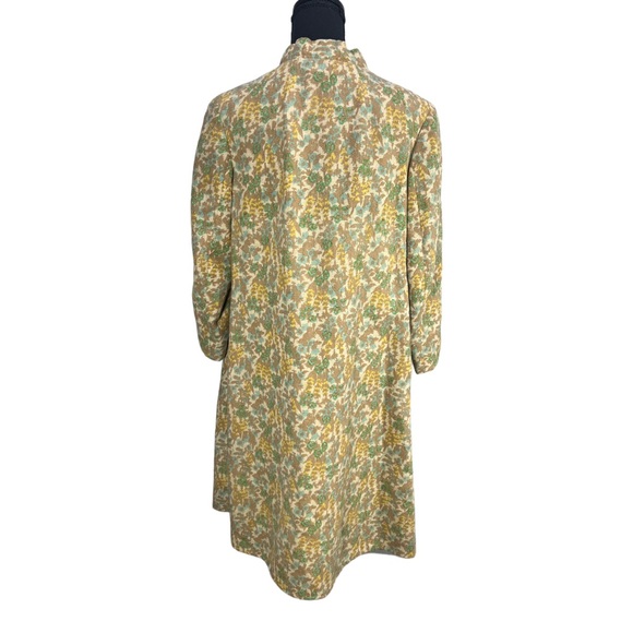 VTG 1960's KLEIST Latest Fashion Cream Yellow Green & Brown Wool Nehru Coat - Picture 6 of 11